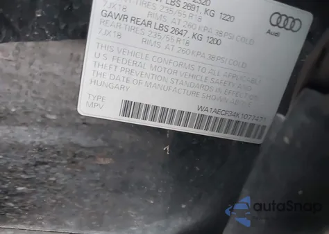 2019 Audi Q3 2.0T Premium z USA, uszkodzony, nr VIN WA1AECF34K1077471